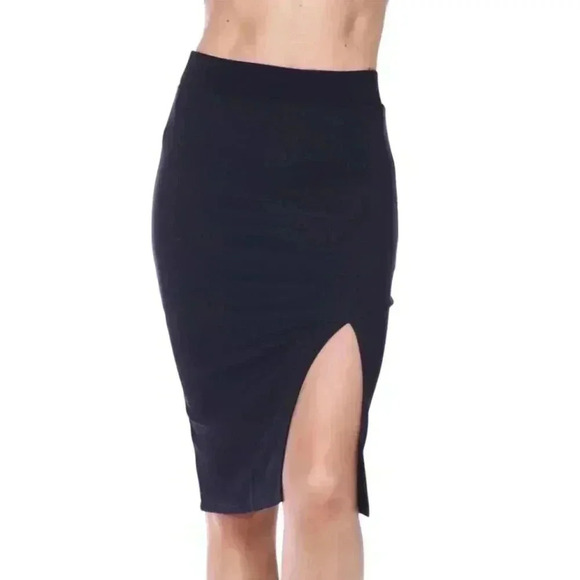 Melow Pencil Skirt Navy Blue Pull On Stretch Side Slit Women's size Extra Large - Picture 1 of 11